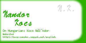 nandor kocs business card